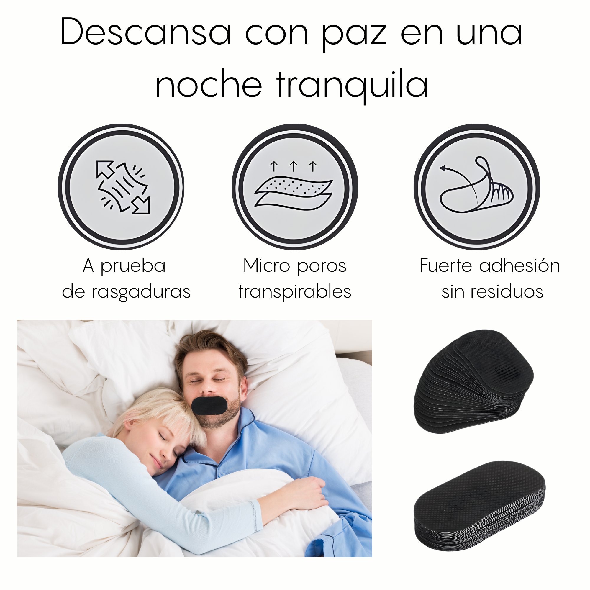 CINTA ANTIRONQUIDOS 30 PIEZAS PARA DORMIR MEJOR