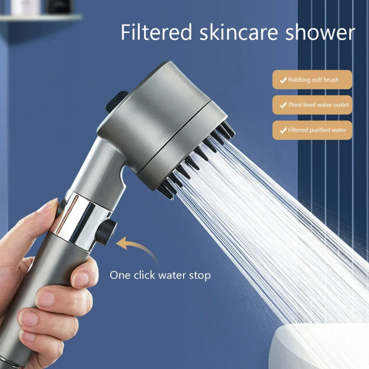 REGADERA MASAJEADORA PARA DUCHA CON PRESION AJUSTABLE